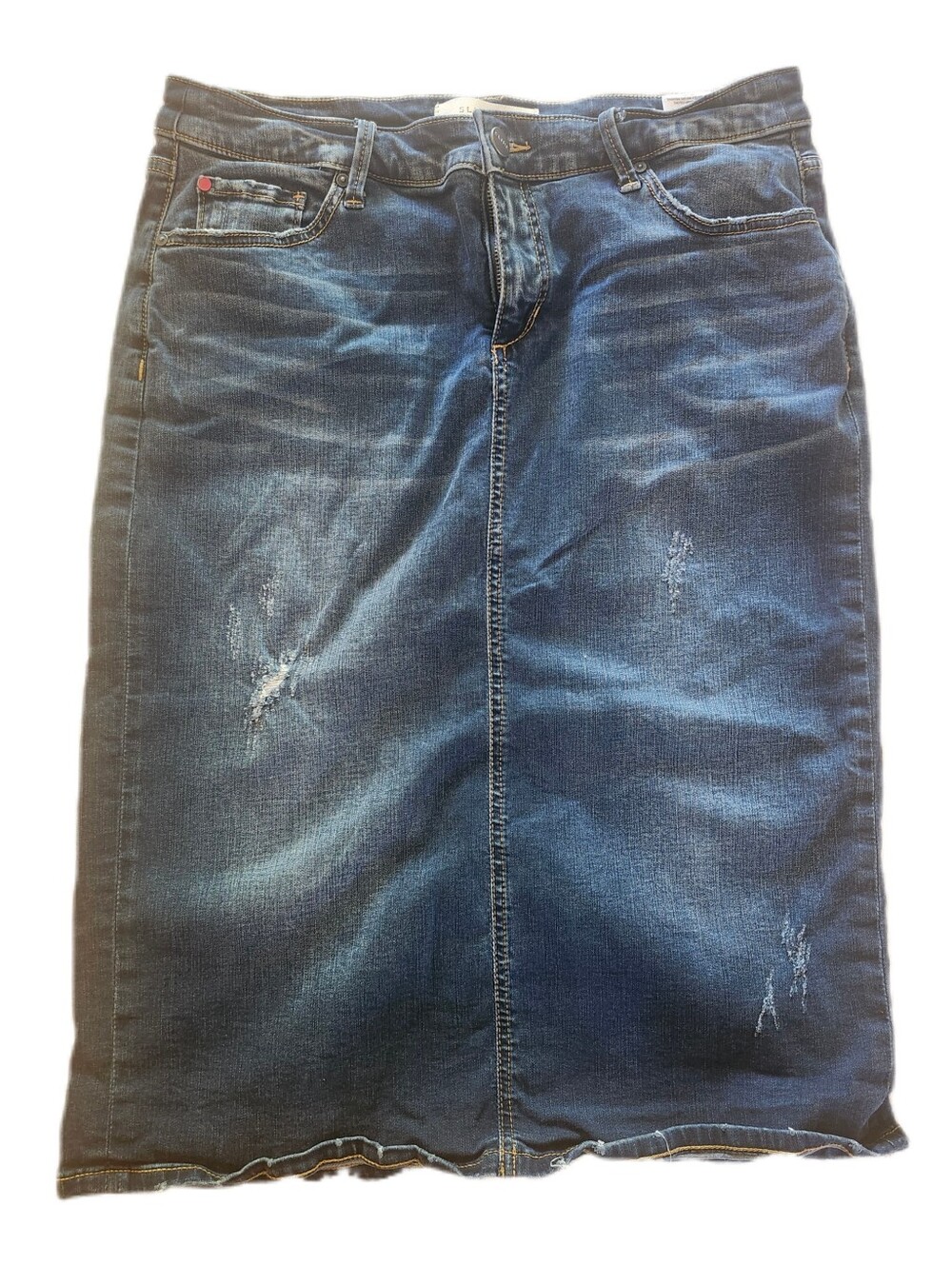 Women’s Dark Blue Denim Pencil Skirt - Sleek Mid-Length Fit